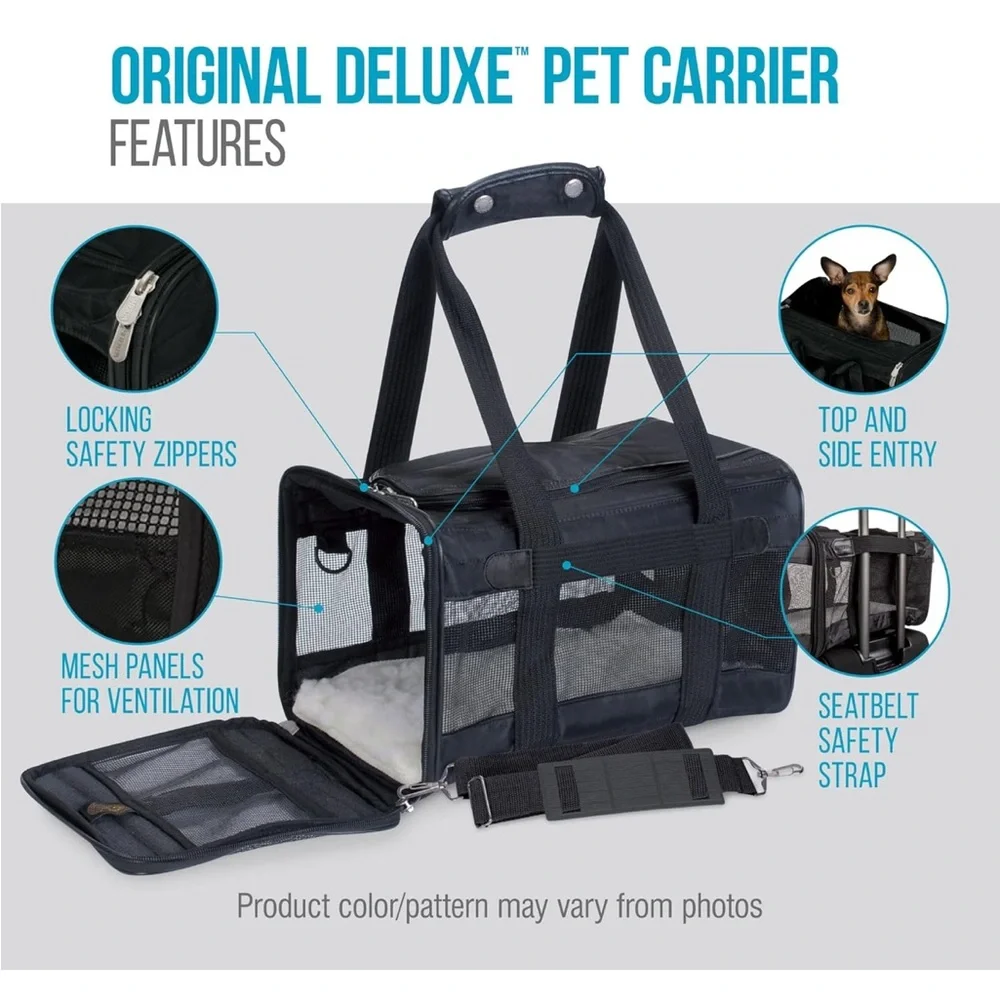Original Deluxe Black Pet Carrier by Sherpa NWT